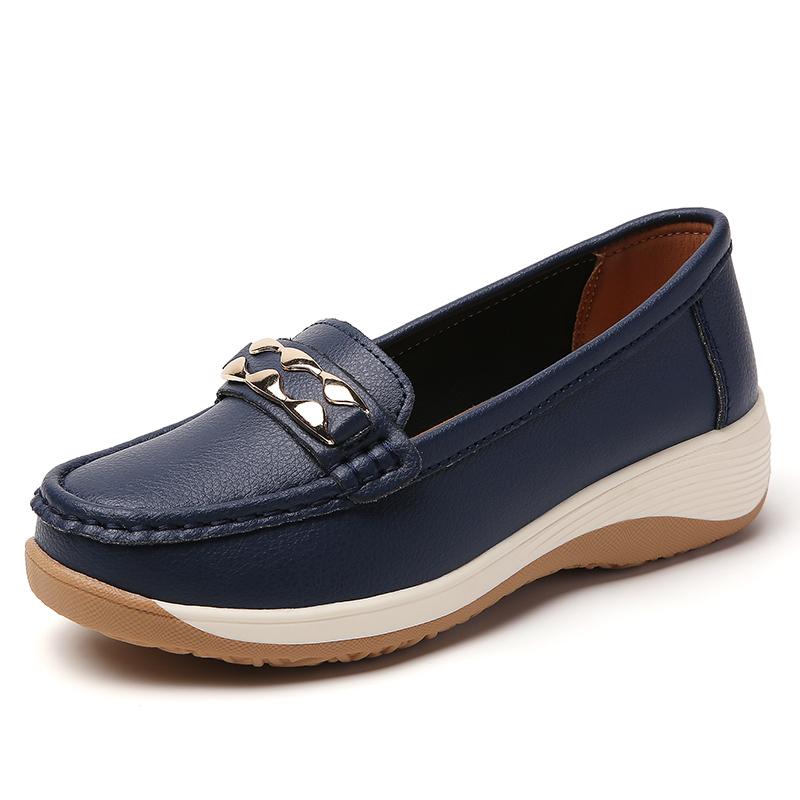 

Женские мокасины лоферы кожаные офисные туфли повседневные слипоны мягкие туфли медсестры черные туфли для ходьбы для леди EU:37 синий