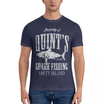 Brand Tshirt Men Cotton T-shirt Quints Shark Fishing Amity Island Essential T-Shirt Graphic T Shirts O-neck T-shirt