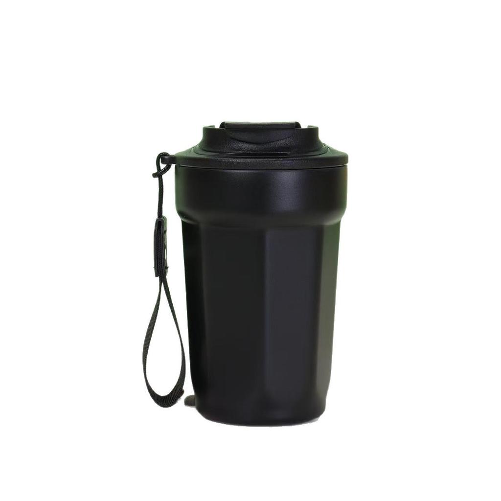Fashionable Octagonal Insulated Coffee Cup with Flip Lid, Double-Layer 304 Stainless Steel