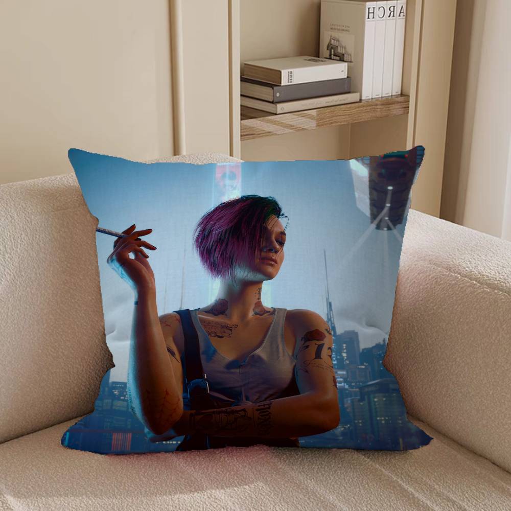 Game Cyberpunk 2077 Maple Design Cushion Cover Happy Autumn Harvest Decor Holiday Decorati Pillow Cover