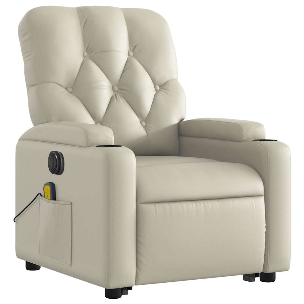 Vidaxl Reclining and Tilting Armchair with Massage, Electric, Cream