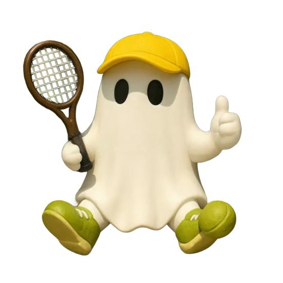Halloween Character Ghost Figurine Cute Rugby Tennis Baseball Ghost Sculpture Resin Ghost Statue Tabletop Ornament for Home Party Indoor Outdoor Decor