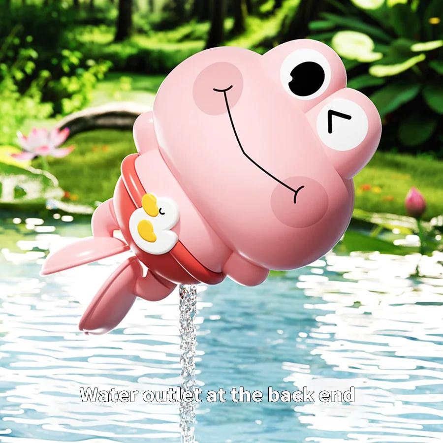 Baby Bath Toys For Kids Ages 1-3Y Cute Swimming Frog Water Pool Toys Floating Wind-Up Infant Bathtub Toys No Battery Need