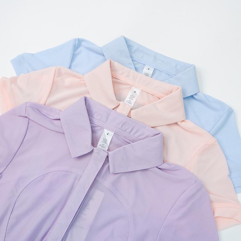 Women's Quick-Dry Polo Shirt - Breathable Moisture-Wicking Knit for Yoga & Fitness