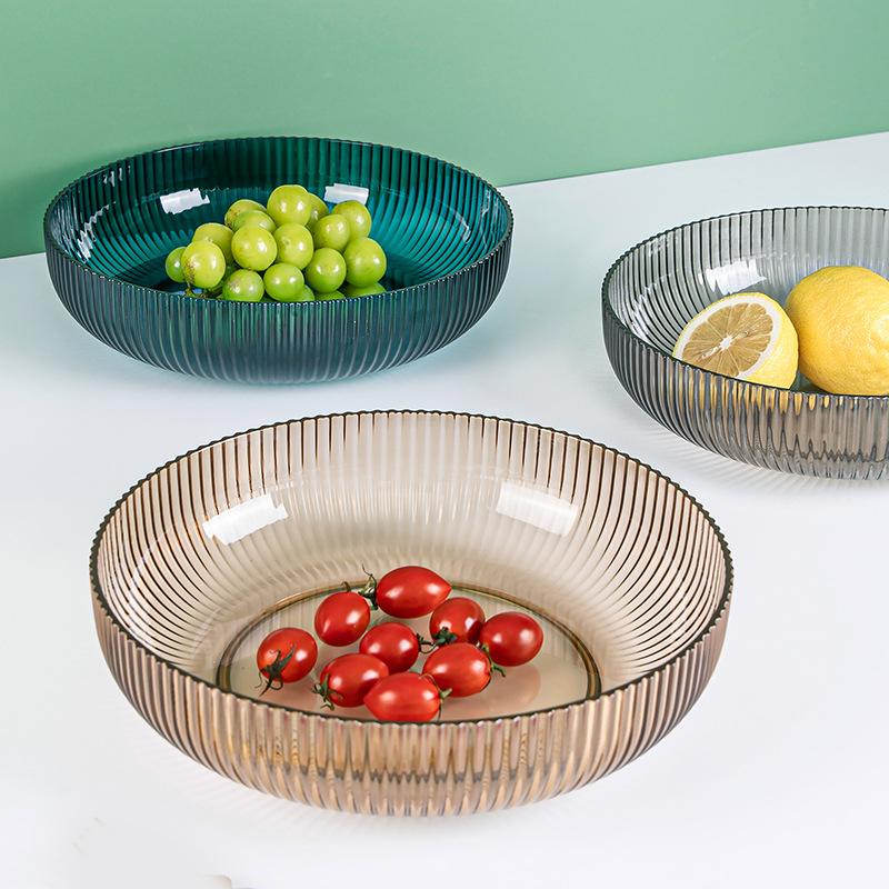 Pet Fruit Plate Snack Plate, Chinese Daily Food Kitchen Fruit Plate, Household Three-Color Simple Fruit Snack Plate