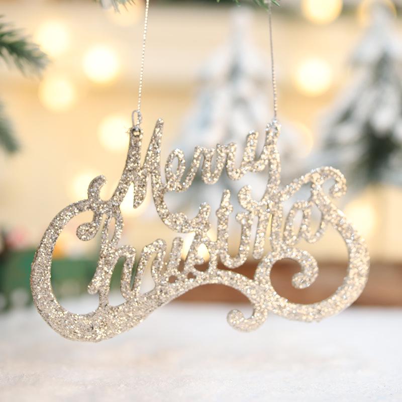 Gold Glitter Merry Christmas Letter Pendant Ornament for Tree Decoration