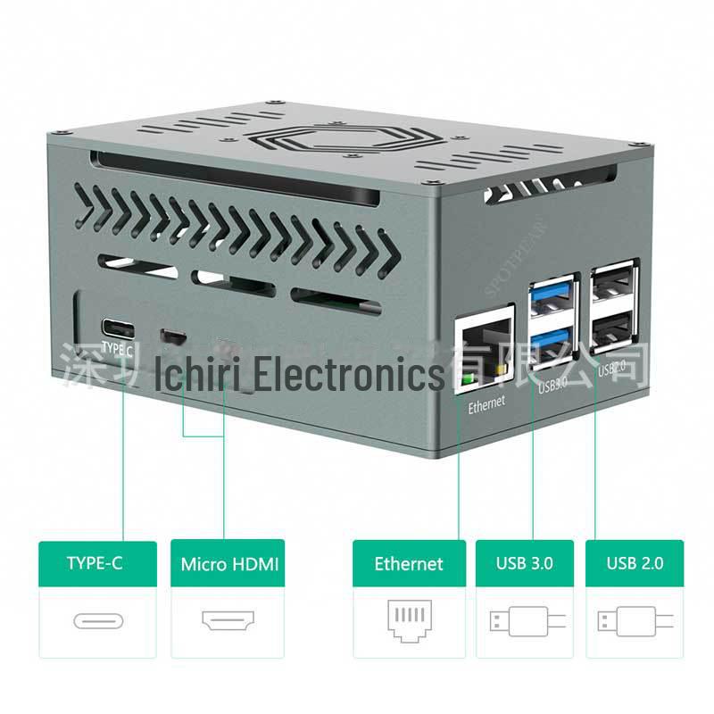 Raspberry Pi 5 Gehäuse aus Aluminiumlegierung mit Kupfer-Kühlkörper & Lüfter, unterstützt PCIE-Erweiterung