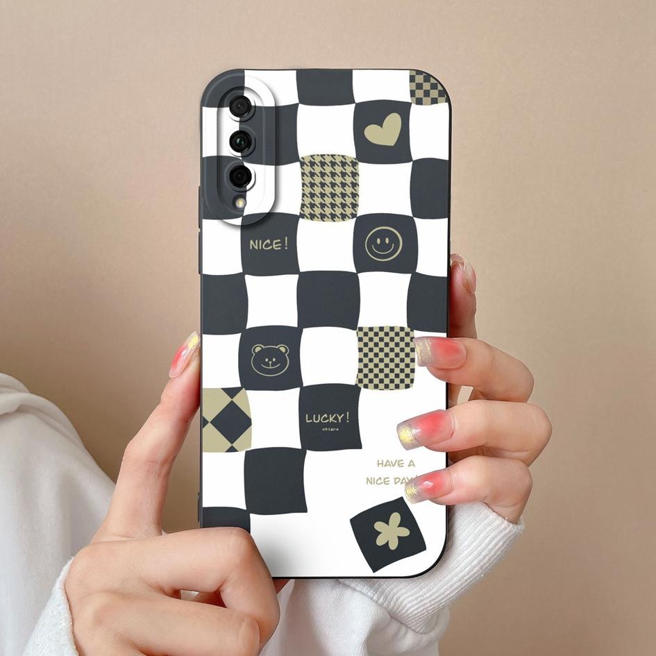 Phone Cover For Huawei P Smart 2021 Y5P Y6P Y7P Y9S Honor 20 Lite 20S Case Check Pattern Matte Soft Silicone Shockproof Phone Bags For Huawei Bumper