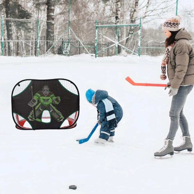 Strong Fabric Polyster Ice Hockey Practice Goal Highlighting Goalkeeper Plan For Better Accuracy And Realistic Exercises