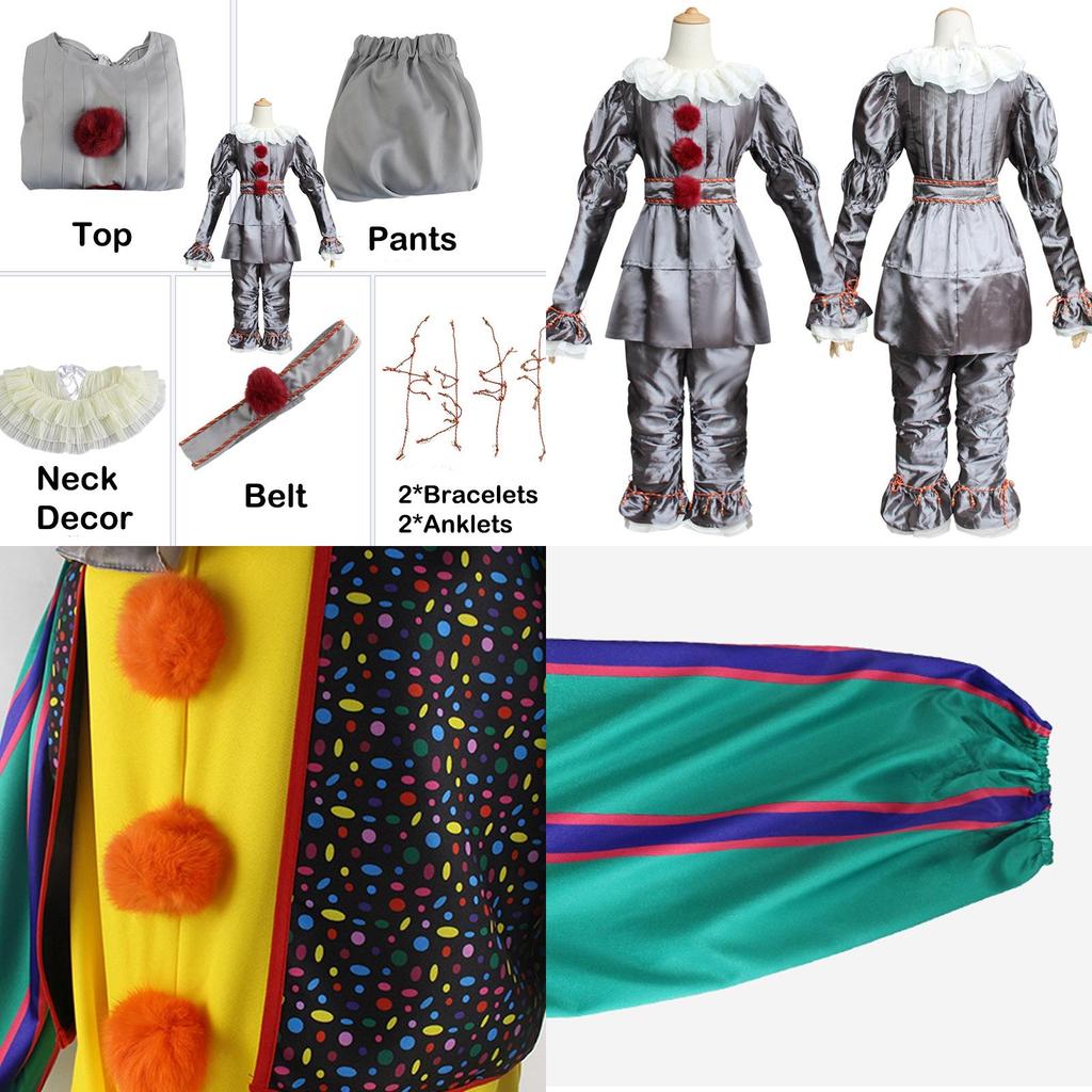 Authentic Pennywise Cosplay Costume For Kids Stephen King's It Clown Suit For Halloween Party
