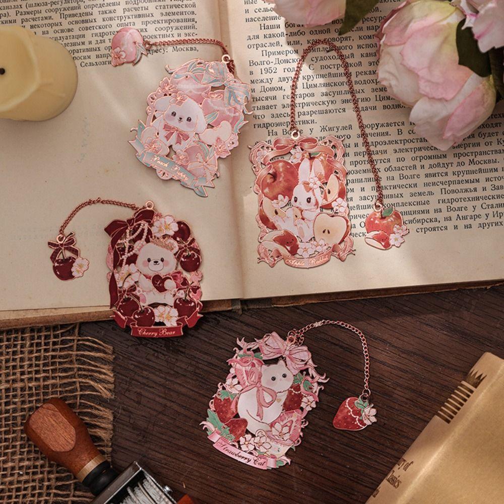 Exquisite Cute Cat/Rabbit/Bear Metal Bookmark Hollow Portable Reading Book Clip Pagination Mark Student