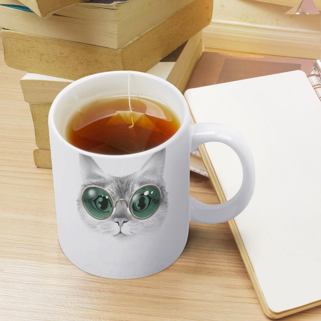 1 Förpackning 11oz Vit Keramisk Mugg Dubbelsidig Tryckt Detalj Stark Kaffekopp Idealisk För Hemmet Kontoret Daglig Uppfriskning