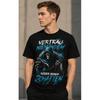 Herren schwarzes Grafik-T-Shirt mit Totenkopf-Print, kurzärmelig, Rundhalsausschnitt, Freizeitkleidung, weiches Baumwollgefühl, edgy Streetstyle für tägliche Ausflüge