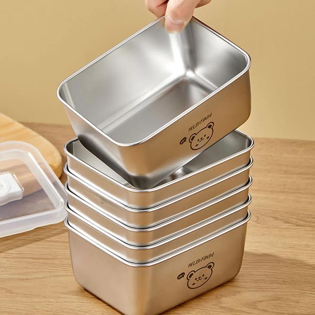 304 Stainless Steel Bento Lunch Box Refrigerator Sealed Food Preservation Box Frozen Meat Box Fruit Vegetables Storage Container
