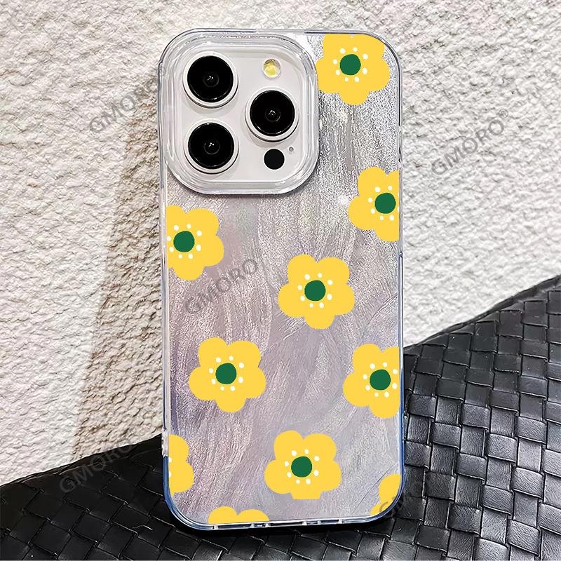 Mobile Phone Case Full Screen Simple Yellow Flower iPhone16 Feather Case Apple 17 Anti-drop Protective Case