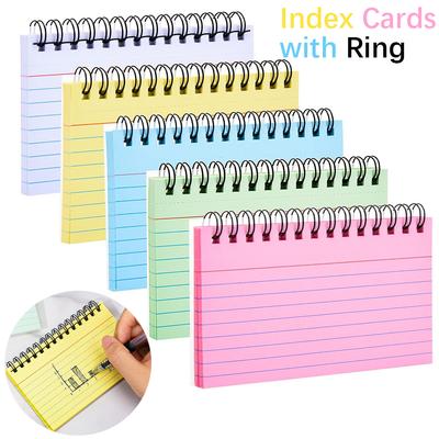 Index Cards with Ring 3x5 Inches 50-250 Sheets Notecards Spiral Flash Cards for Studying Nursing School Office Taking To Do List