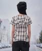 SOMSOC Ria Hooded Balloon Check Half Shirt_White