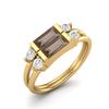 1.52 Ctw Baguette Smoky Quartz 925 Sterling Silver Gold Vermeil Dual Spilt Shank Women Wedding Ring