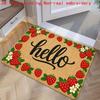 1pc, 2D Flat Printing, Strawberry Hello Welcome Mat for Entrance And Doorway, Colorful Non-Slip, Machine Washable Polyester Carpet, Suitable for Home