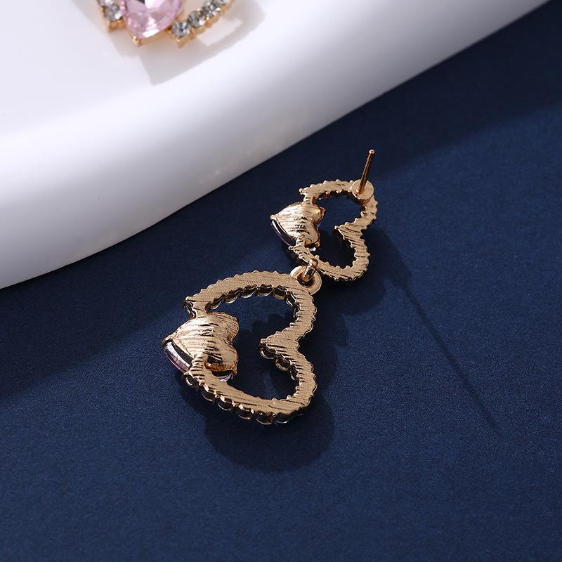 Full Crystal Love Earrings – Hypoallergenic 925 Silver Post, Trendy Celebrity Fashion Jewelry for Women