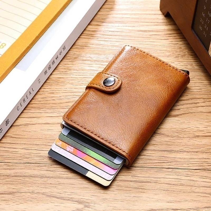 Rfid ID Card Holder Luxury Purse Wallet Men Passport Holder Small Smart Metal Bank Credit Leather Cardholder for Women Card Bag