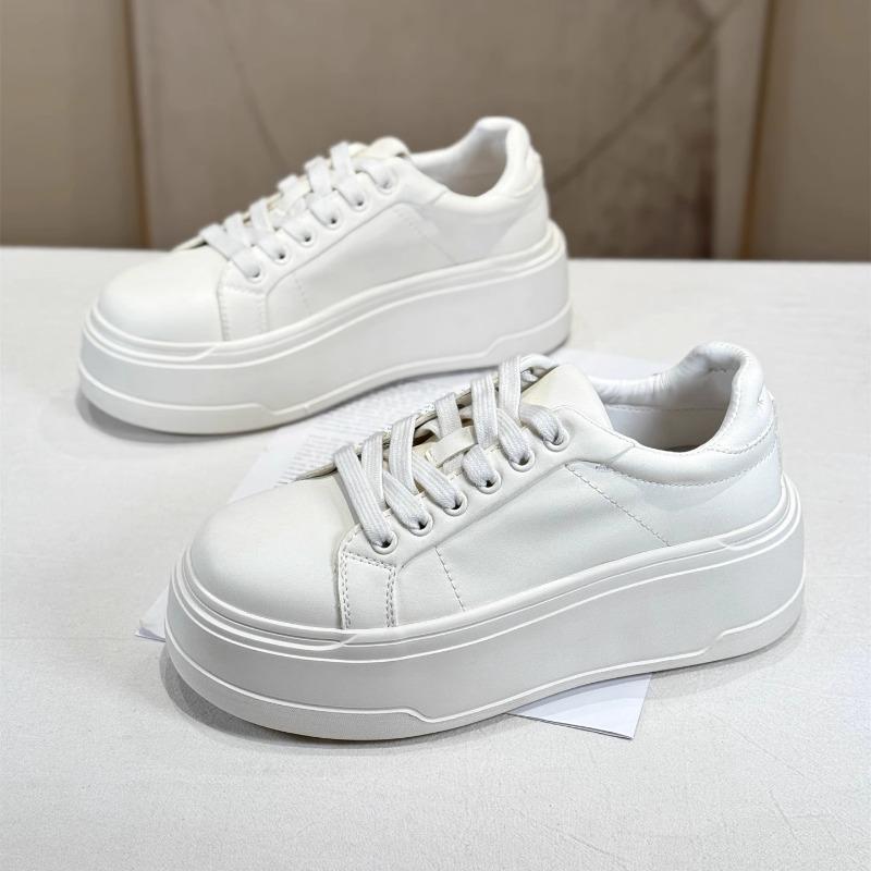 Leather Thick-soled Fashionable Trendy Cool Little White Shoes Women's New Autumn Muffin Round Head Casual Fashion Board Shoes