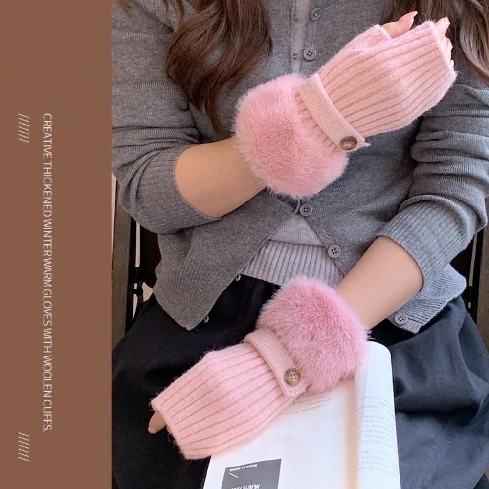 New Knitted Knitted Gloves Solid Color Elastic Half Finger Mitten Soft Fingerless Gloves Autumn and Winter