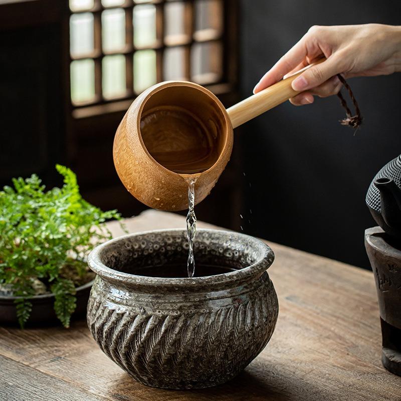 400ml Soup Serving Ladle Bamboo Water Ladle Soup Kitchen Utensils Japanese Ladles Style Ladel Spoons Kitchen Garden