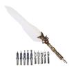 Feather Pen Craft Retro Carved Stainless Steel Dip Pencil for Signature Gift Table DecorationWhite