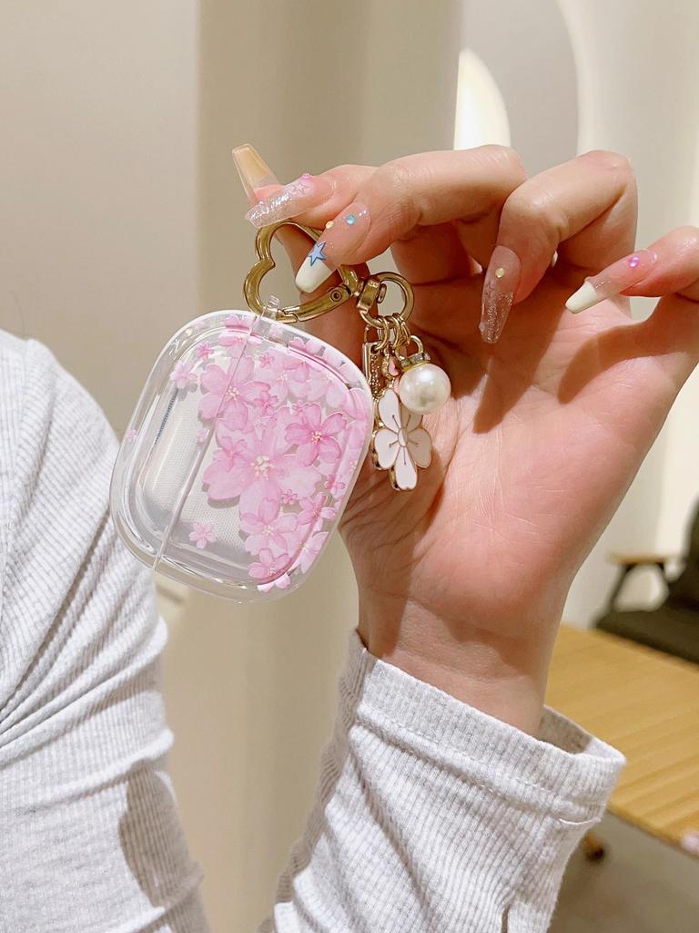 Sweet Pink Cherry Blossoms Flower Pearl Pendant Case For Apple AirPods Pro 2 1 3 Flowers Butterfly Earphone Cases Heart