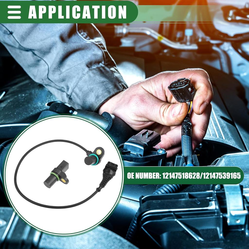 Motoforti Engine Camshaft Position Sensor, Cam Position Sensor, for BMW 325CI 2001-2006, ABS Metal, No.12147539165, Black, 1 Set