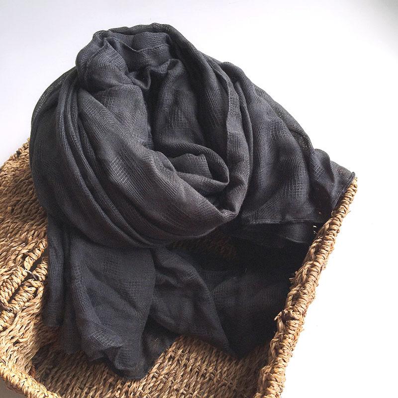 

Хлопково-льняной однотонный бордовый японский шарф, литературный и художественный ажурный студенческий осенне-зимний платок, толстый теплый шарф 75*190cm темно-серого