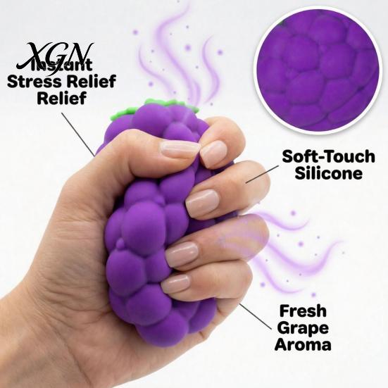 Adults Relaxation Toy Large Grape Stress Relief Toy, Slow Rebound Fake Purple Squeeze Anxiety Hand Ball Fidget for Kids