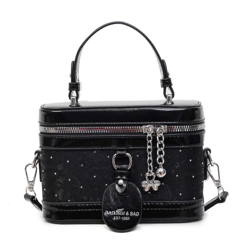 

Retro texture small bag women s new niche portable box bucket bag versatile oblique span bag чёрный
