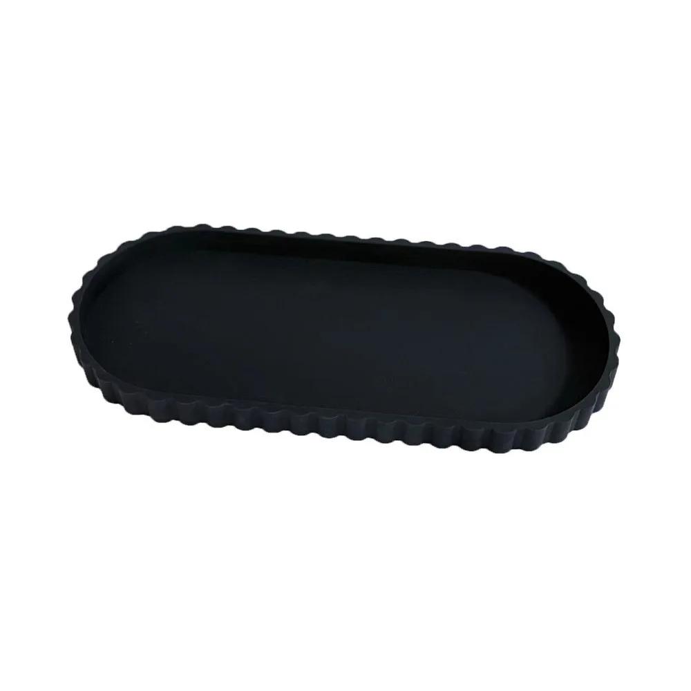 Silicone Lace Oval Storage Tray - Marble Pattern Organizer, Multi-Functional Shelf for Kitchen Countertop & Home Tabletop