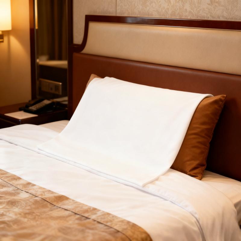 1-Star Hotel Disposable Pillowcase Non-Woven Fabric Luxe Cover Soft Skin-Friendly Breathable Hygienic Elegant Durable Convenien