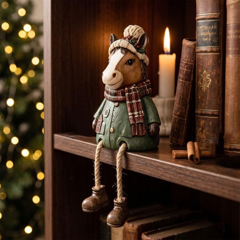Christmas Resin Character Decoration with Separate Rope Legs, Figurine for Seasonal Home Displays
