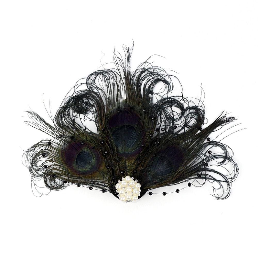 

Ретро Аксессуары женские Свадебная Повязка на Голову Свадебная Шляпка Заколка для Волос Брошь с Перьями Заколка для Волос чёрный