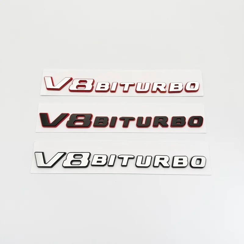 New color blocking Letter V8 BITURBO Emblem for Mercedes Benz AMG Car Styling Fender Logo Sticker Chrome Black Red Accessories qq1