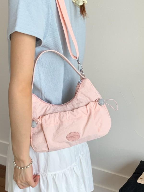 Fashion Nylon Single Shoulder Bag For Women With Zipper Closure And Mobile Pocket