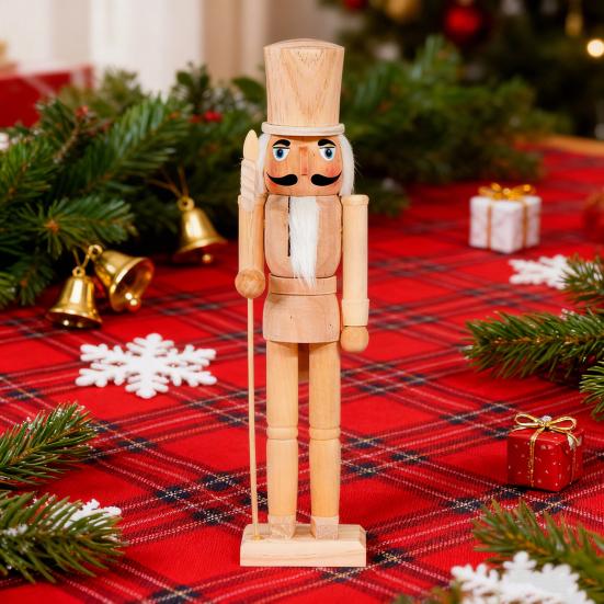Yousheng 38CM Weihnachten Holz Unfertig Nussknacker Figur DIY Roh Unbemalt Soldatenfigur Festival Feiertagsparty Ornament Dekoration