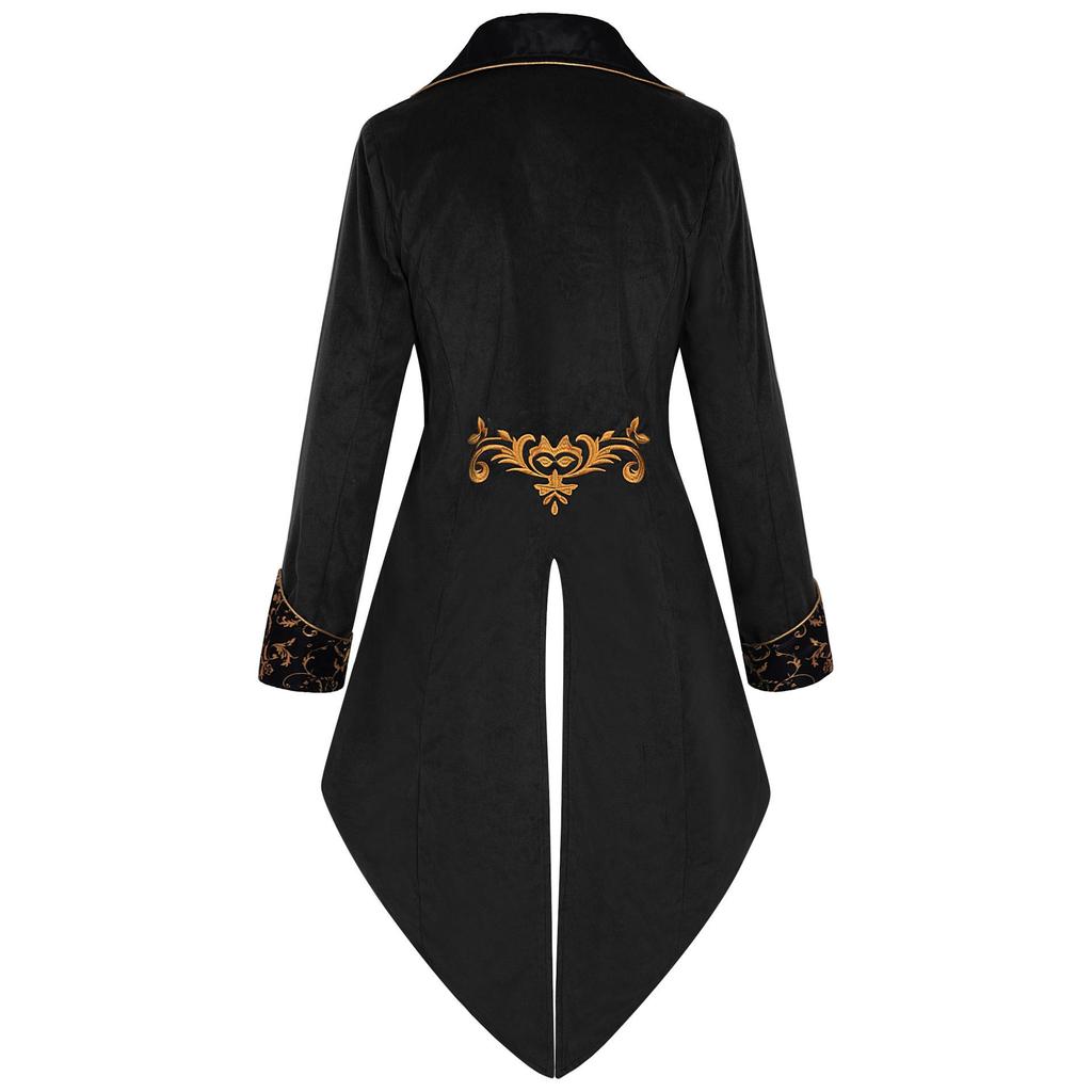 European & American Men's Steampunk Medieval Frock Coat for Cosplay & Stage Performance