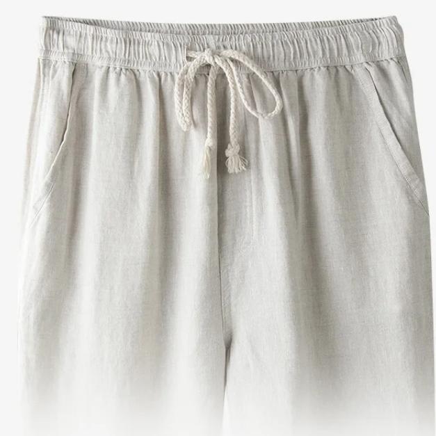 Harajuku Pure Linens Men's Pants Summer Joggers Pants Solid Color Drawstring Elastic Waist Pencil Long Pants Breathable Men Trousers