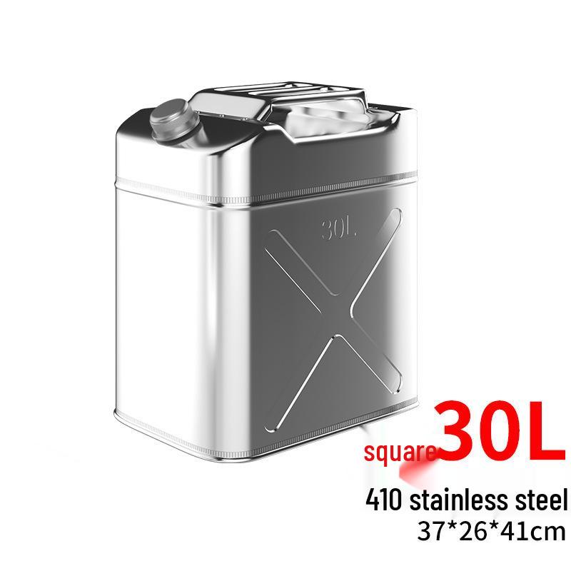Stainless Steel Fuel Can - 304 Gasoline & Diesel, 10L/20L/30L, Thickened Portable Car Spare Tank