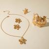 Exquisite Irregular Luxury Creative Polygon Geometric Leaf Texture Flower Earrings Necklace Set Accessories
