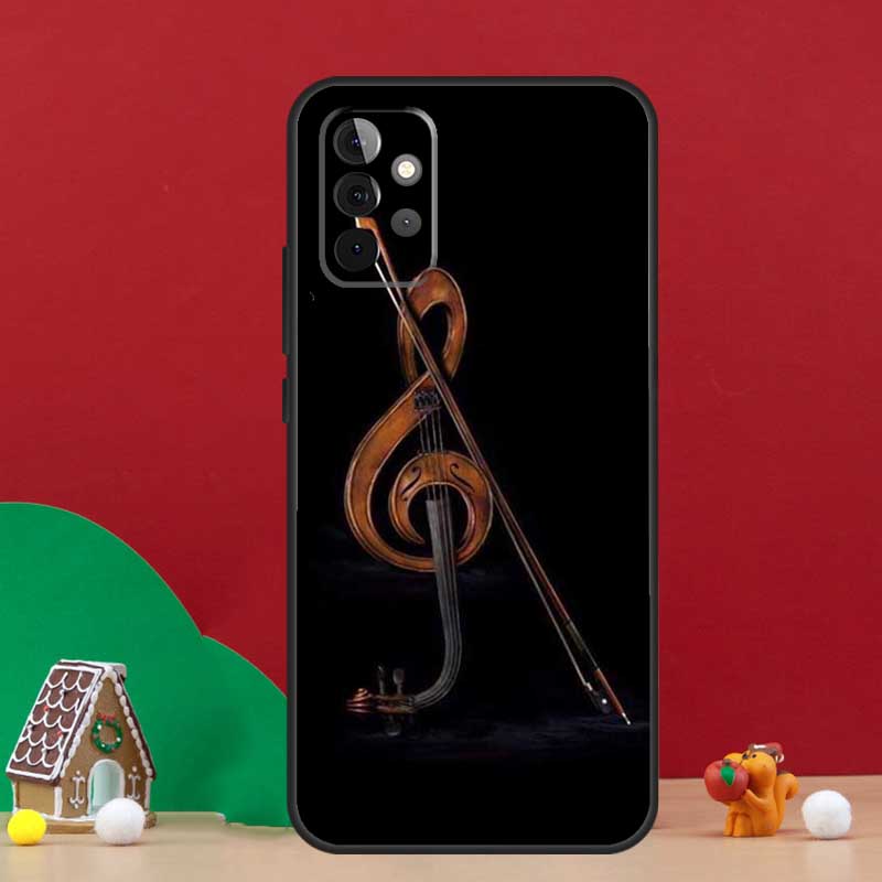 Elegant Violins Bow Sheet Music Case For Samsung Galaxy A56 A33 A13 A36 A23 A52 A32 A12 A54 A34 A14 A16 A53 A15 A35 A55 A17