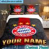 Custom Name Bayern Munchen Logo Design 3PCS Bedding Set For Bedroom Dormitory,Including 1pc Duvet Cover And 2pcs Pillowcases Large size Fan gift