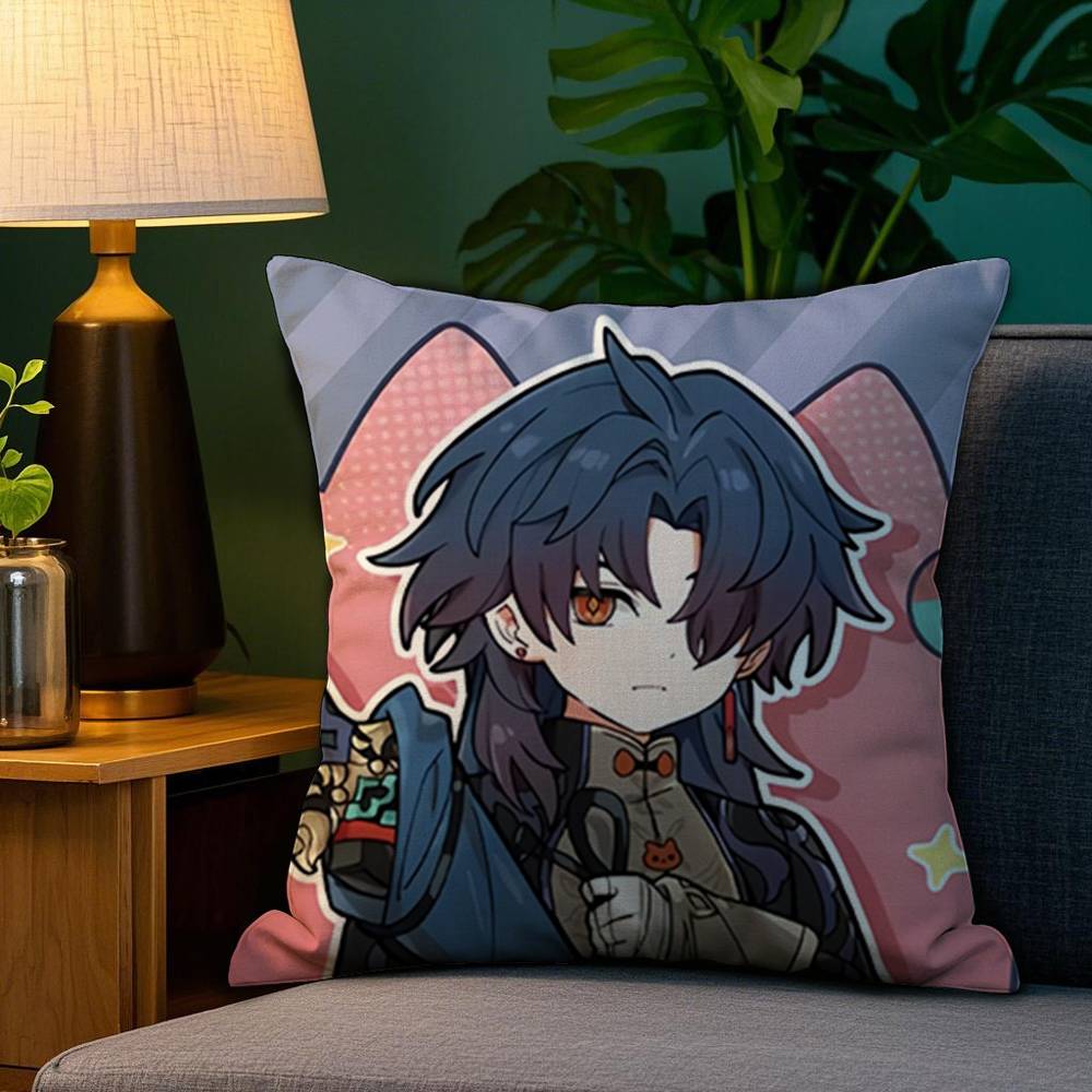 Chibi Cute Honkai Star Rail Pillow Case Plush Fabric Soft Double Sided Print Home Sofa High Quality Cushion Cover Throw