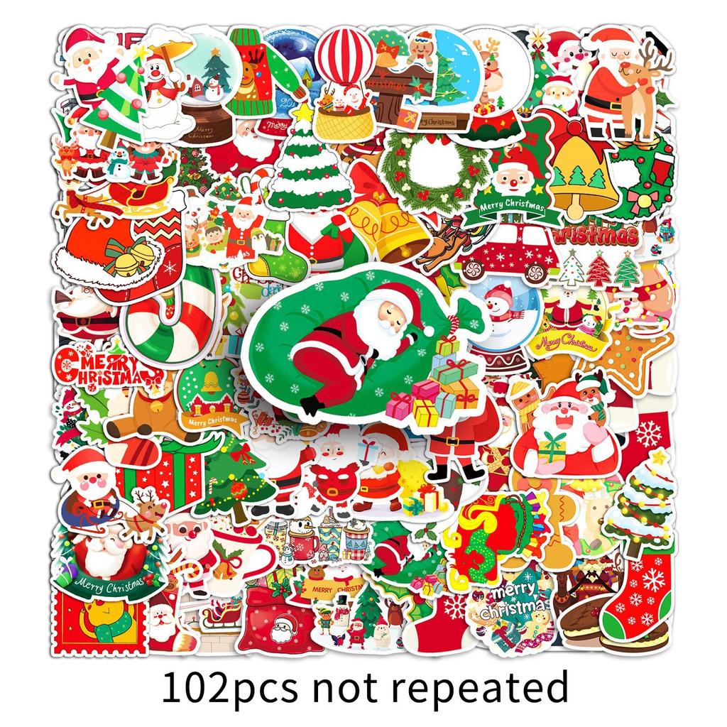 102 Christmas Personalized Cartoon Festive Theme Children's Decoration Mobile Phone Case Skateboard Suitcase Stickers