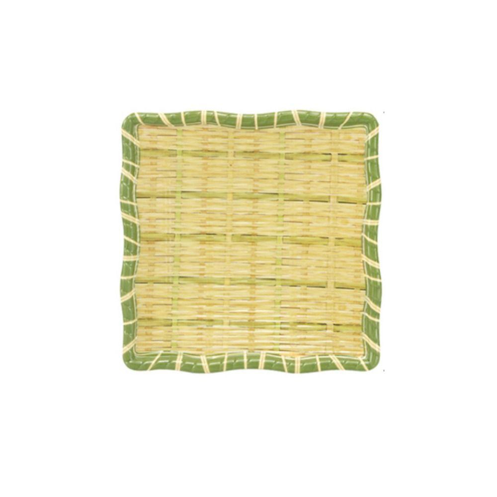 Imitation Bamboo Weaving Barbecue Plate Melamine Serving Plate Hot Pot Vegetable Plate  Home